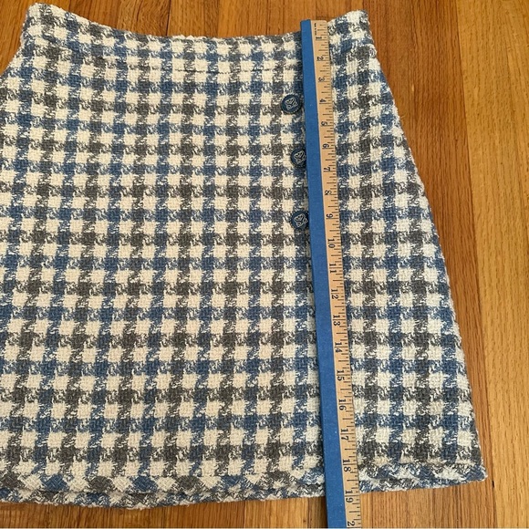 Sandro Womens Blue Calia Tweed Houndstooth Button Check Mini Skirt Size FR 4. @ - Picture 7 of 16